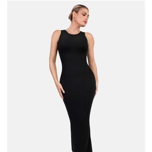 Popilush Shapewear Dress Crew Neck Sleeveless Maxi